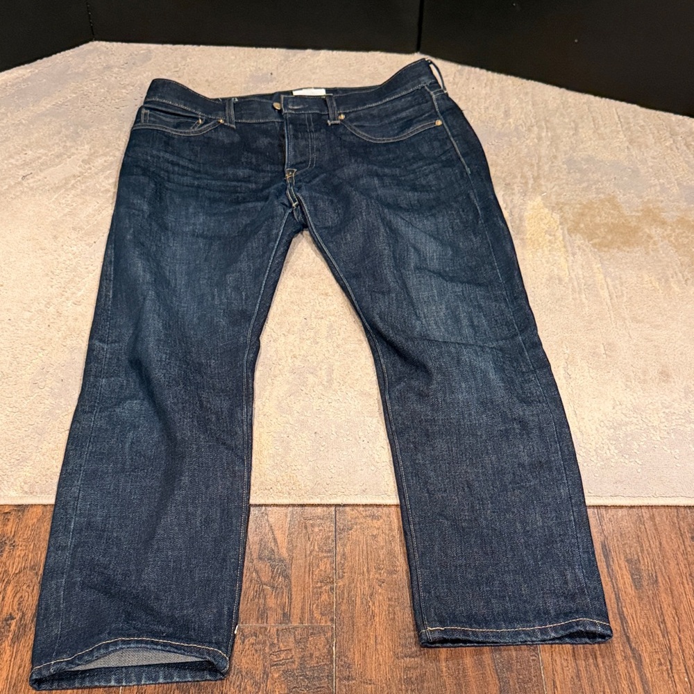 $325 Sid Mashburn Japanese Selvedge Slim Straight Jeans 33 by 28 been shortened